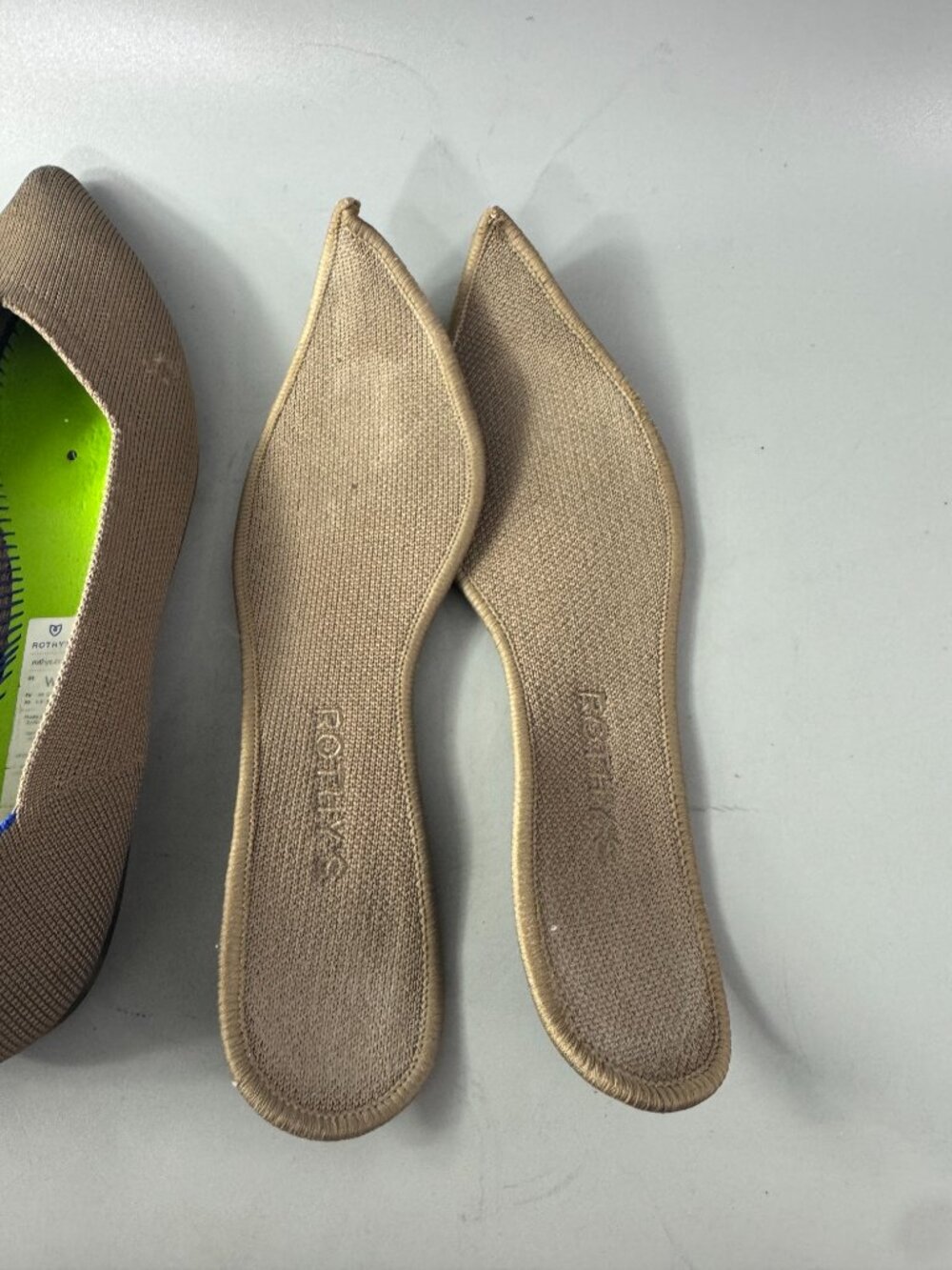 Rothy's The Point II Pointed Toe Flat, Khaki , Size 9 - Picture 13 of 16